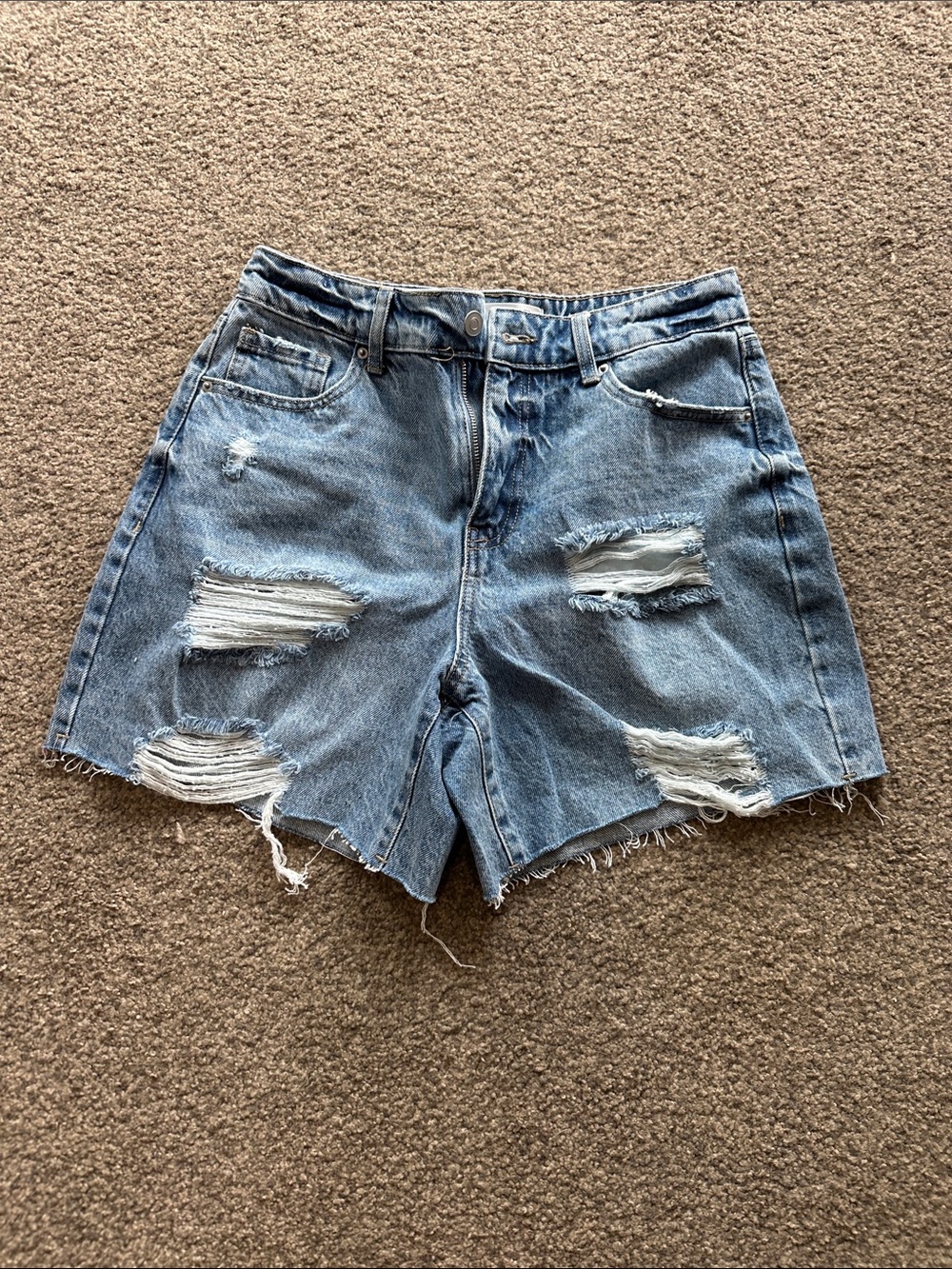 Seven7 Distressed Light Blue Denim Cutoff Shorts